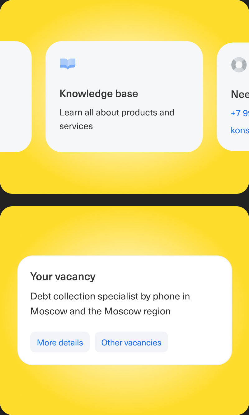 Onboarding steps and vacancy cards