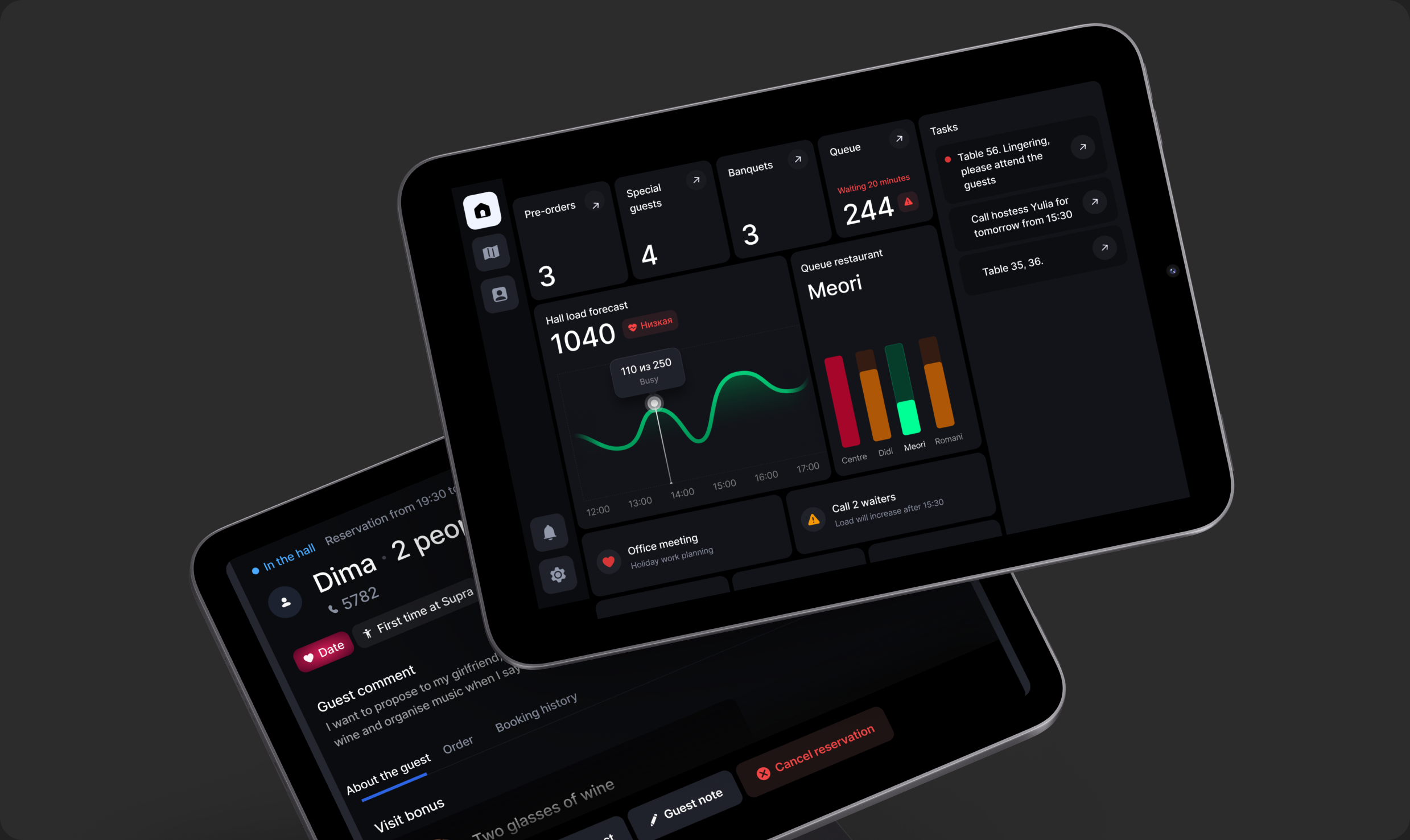 Supra Management System on tablets
